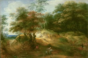 Paesaggio forestale con imboscata